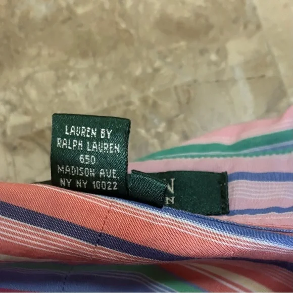 Lauren Ralph Lauren Multicolor Striped Button Front Shirt Size L 100% Cotton - Picture 7 of 10